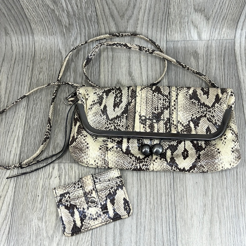 Jessica Simpson snakeskin clutch purse